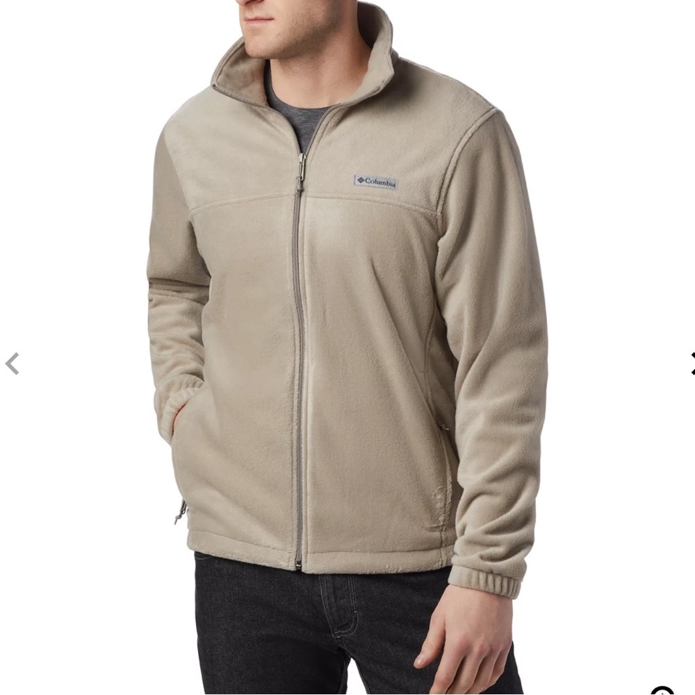 COLUMBIA Mens Steens Mountain Fleece Zip Up Jacket Large Tusk Tan $65 EUC lcsr